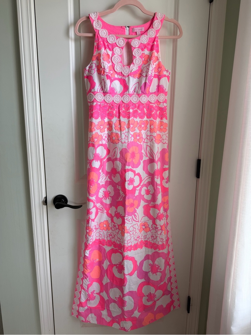 Lilly Pulitzer Didi Pansy Dance Pink & Coral Floral Maxi Dress